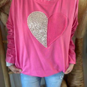 Sweat coeur fushia