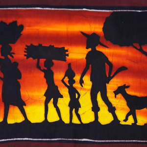 Batik africain : une famille au champ