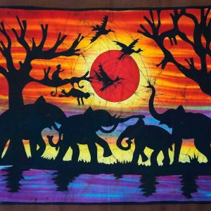 Batik africain : troupeau d’éléphants
