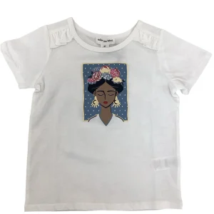 T-shirt Blanc À Imprimé De Princesse fleuri