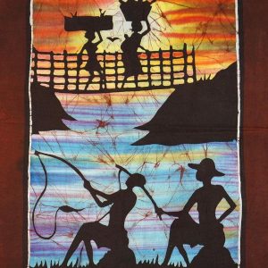 Batik africain : les pêcheurs et porteuses