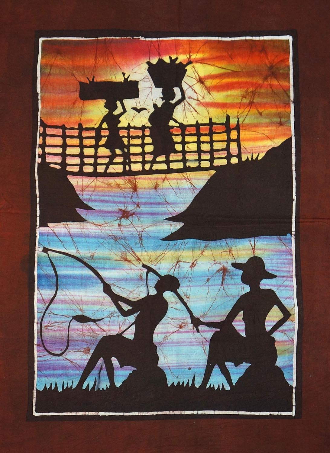 Batik africain : les pĂȘcheurs et porteuses â Image 2