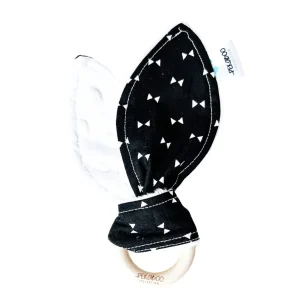 Anneau De Dentition Bois Oreille De Lapin Boucles Noires