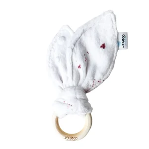 Anneau De Dentition Bois Oreille De Lapin Cœur Rouges