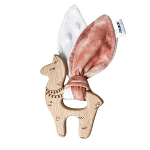 Anneau De Dentition Bois Oreille De Lapin Marbré Rose