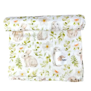 Mousseline Bambou Doux Lapins