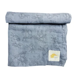 Mousseline Bambou Noix Denim Bleu