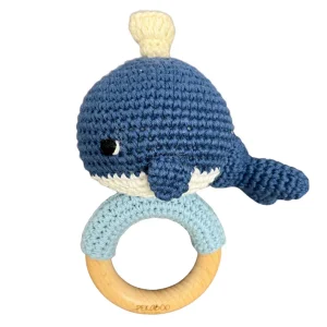 Hochet Bois Et Crochet Baleine Bleue