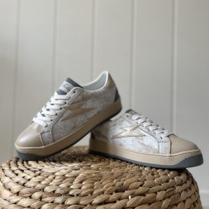 Basket Éclair beige bleu jean