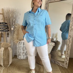 Chemise chic bleu