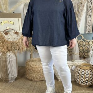 Chemise marine 44/48 voile de coton