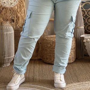 Pantalon cargo aqua