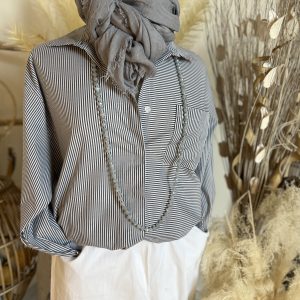 Chemise rayures grise
