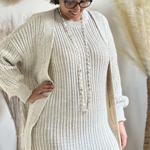 Ensemble gilet/robe beige