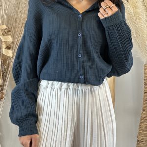 Chemise gaze bleu marine