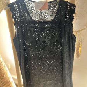 Débardeur broderie noir