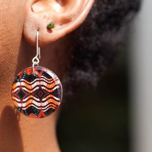 Boucles d’oreilles en résine et pagne » Disque »