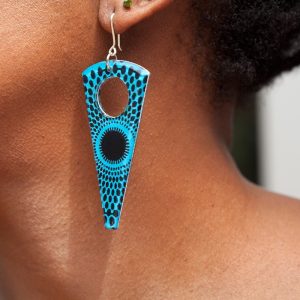 Boucles d’oreilles en résine et pagne « Cône »