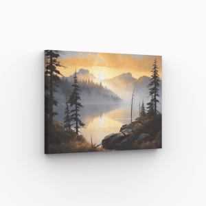 Paysage lac montagneux