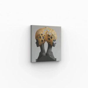 Sculpture moderne design – Double visage doré