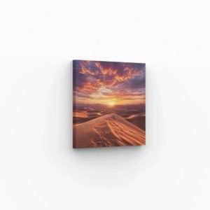 Tableau désert au coucher de soleil