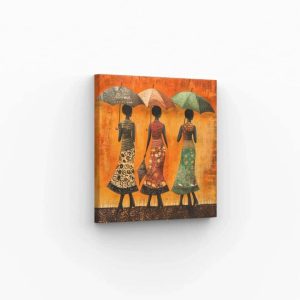 Tableau femmes élégantes sous parapluies