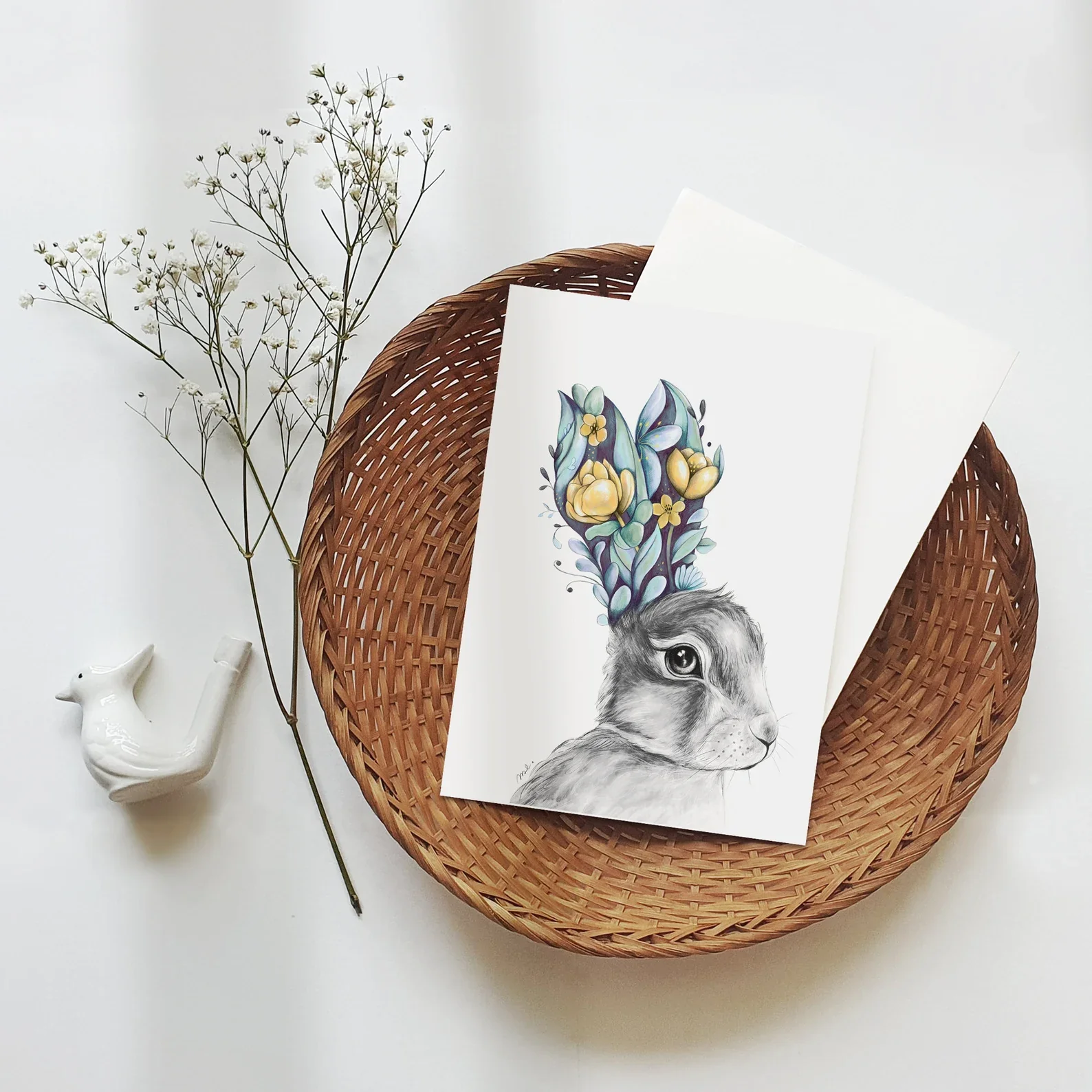 Illustration Lièvre Hivernal 8x10po – Image 2