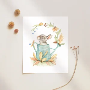 Illustration Lapin Arrosoir 8x10po