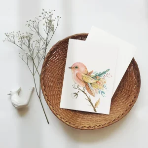 Illustration Oiseau Rose 8x10po